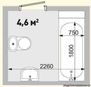 Планировка ванной комнаты площадью от 3,8 м2 до 7м2
