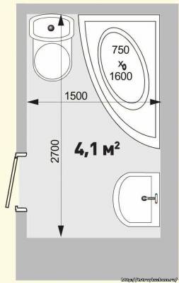 Планировка ванной комнаты площадью от 3,8 м2 до 7м2