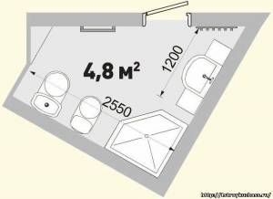 Не стандартная форма ванной комнаты