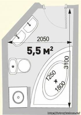 Не стандартная форма ванной комнаты